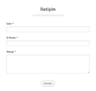 İletişim Formu Sade Tema Form Template