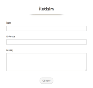 İletişim Formu Sade Tema Form Şablonu