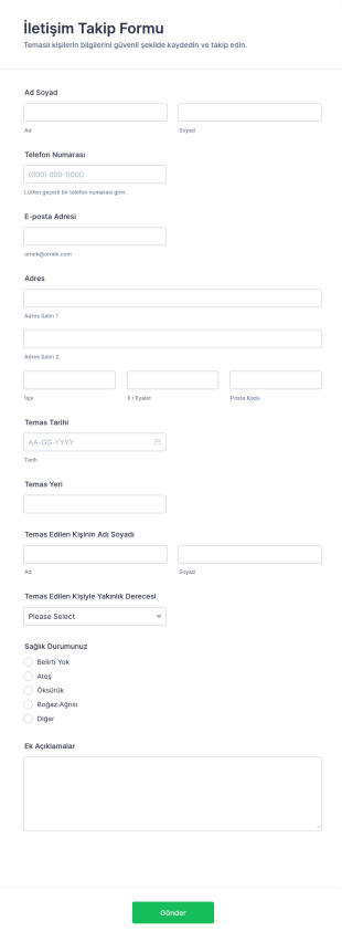İletişim Takip Form Şablonu