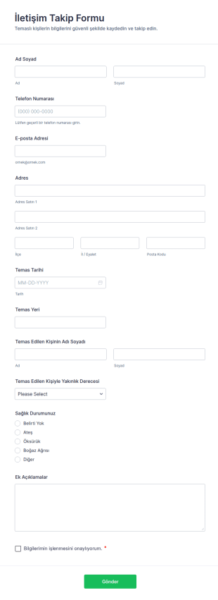 İletişim Takip Form Şablonu