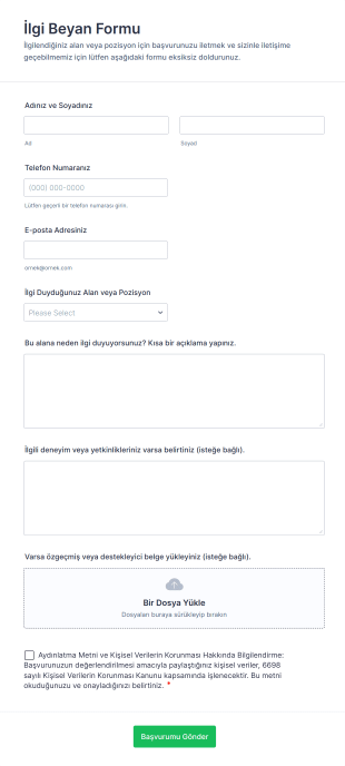 İlgi Beyan Form Template
