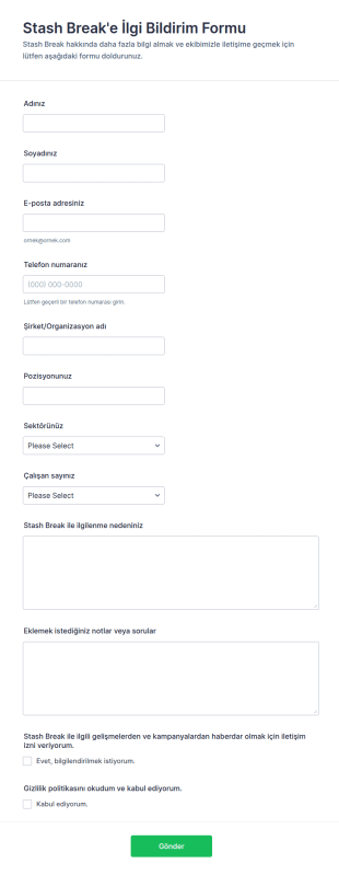 İlginizi Belirtme Ve Saklama İzni Formu 🎯✨ Form Şablonu