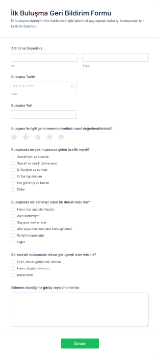 İlk Buluşma Geri Bildirim Form Template