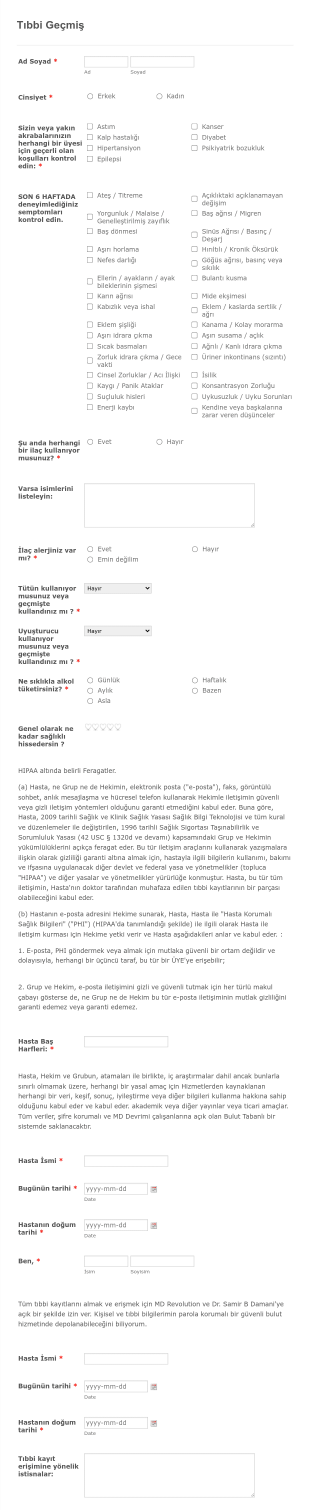 İlk Ziyaret Hasta Formları (MDR) Form Template