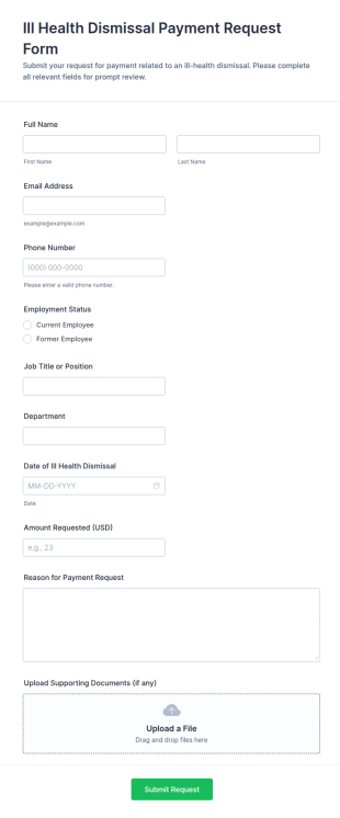 Ill Health Dismissal Payment Request Form Template