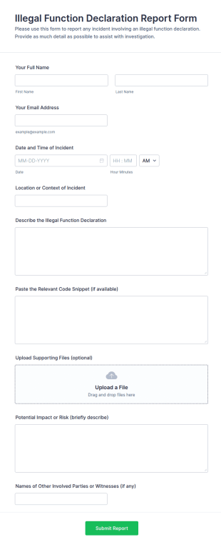 Illegal Function Declaration Report Form Template