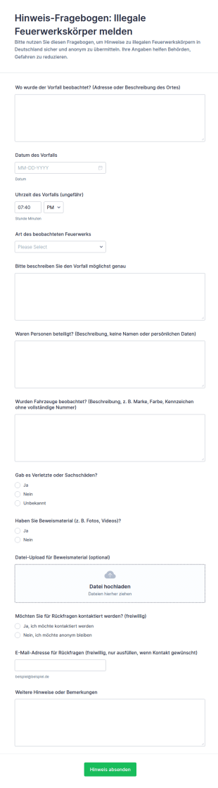 Illegale Feuerwerksmeldung Formular 🚫🎆