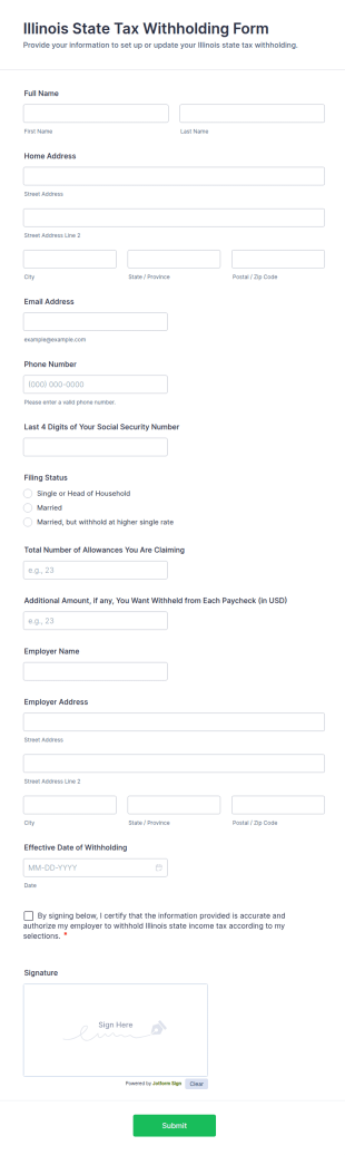 Illinois State Tax Withholding Form Template