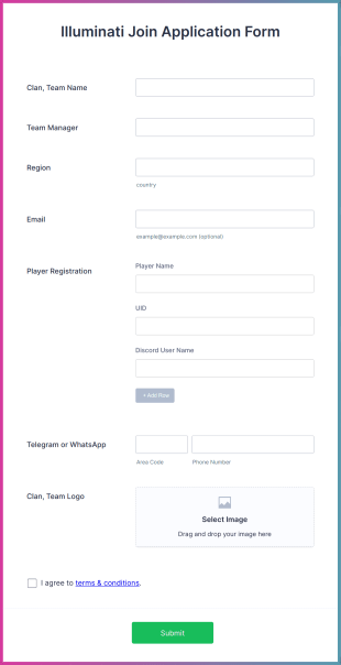 Illuminati Join Application Form Template | Jotform