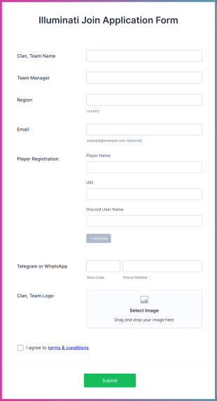 Illuminati Join Application Form Template