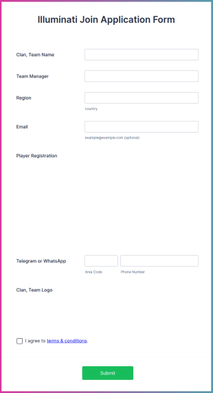 Illuminati Join Application Form Template