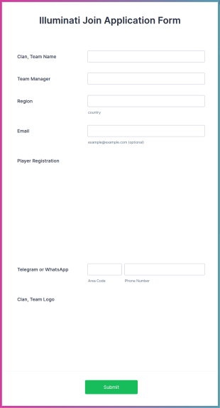 Illuminati Join Application Form Template