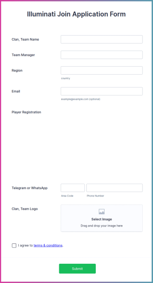 Illuminati Join Application Form Template