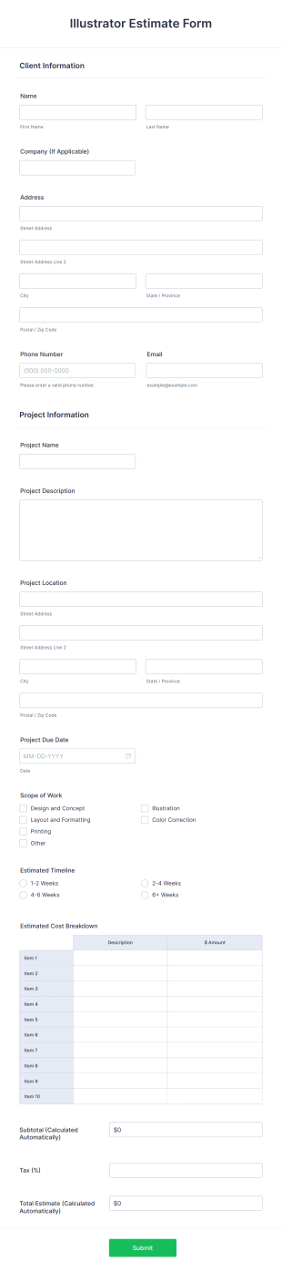 Illustrator Estimate Form Template