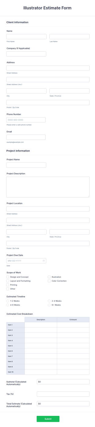 Illustrator Estimate Form Template