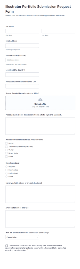 Illustrator Portfolio Submission Request Form Template