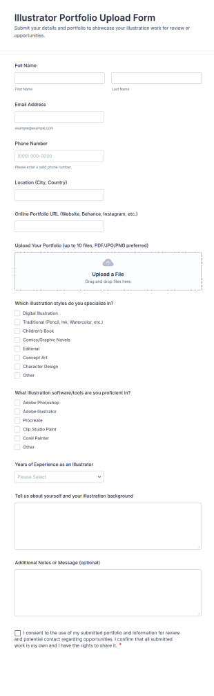 Illustrator Portfolio Upload Form Template