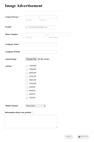 Image Advertisement Form Template