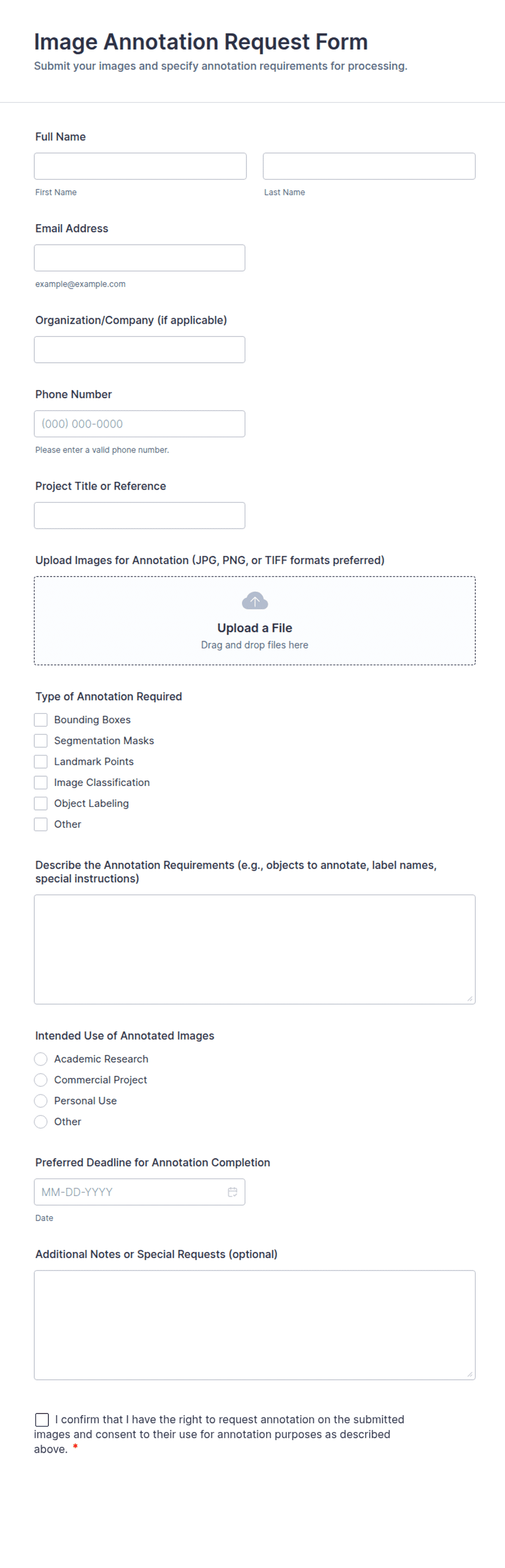 Image Annotation Request Form Template | Jotform
