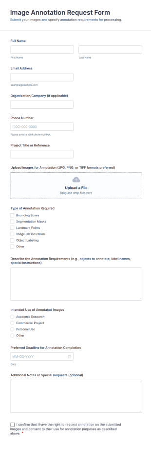 Image Annotation Request Form Template