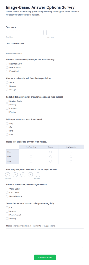 Image Based Answer Options Survey Form Template