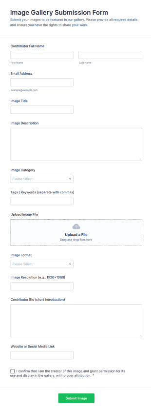 Image Gallery Submission Form Template