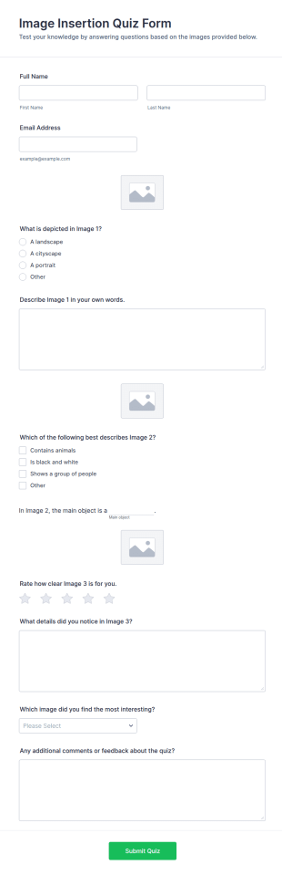 Image Insertion Quiz Form Template