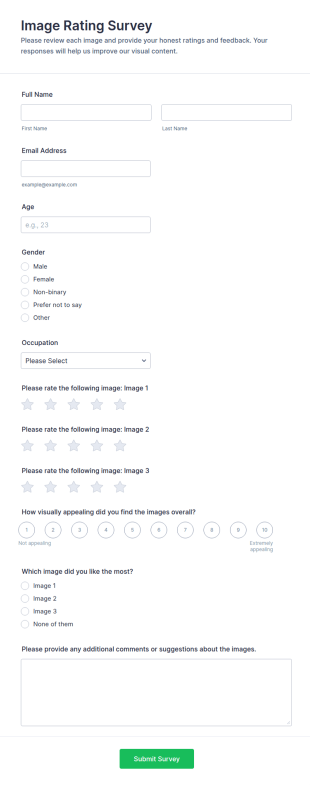 Image Rating Survey Form Template