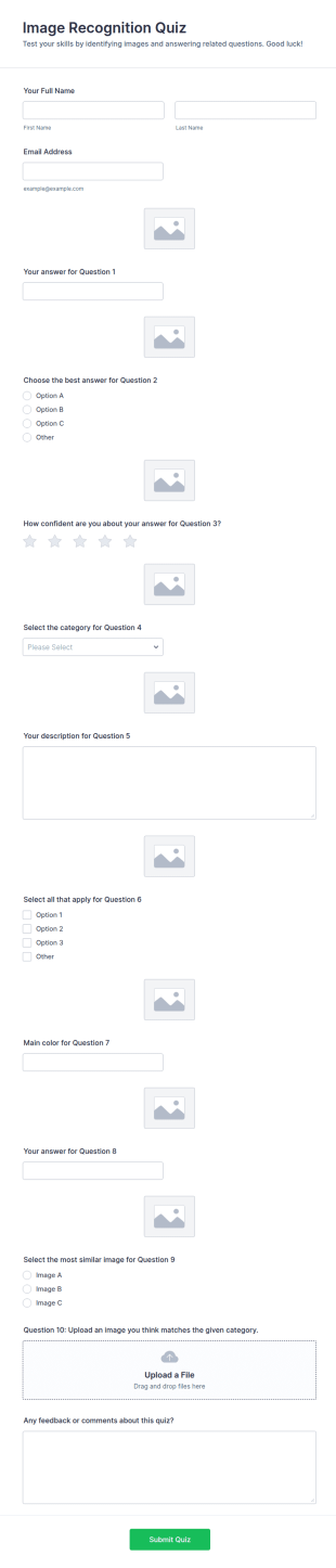 Image Recognition Quiz Form Template