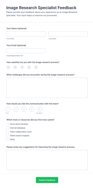 Image Research Specialist Feedback Form Template