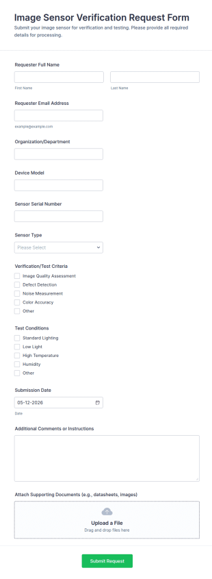 Image Sensor Verification Request Form Template