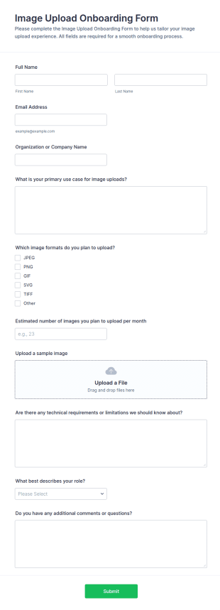 Image Upload Onboarding Form Template