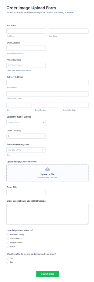 Image Upload Request Form Template