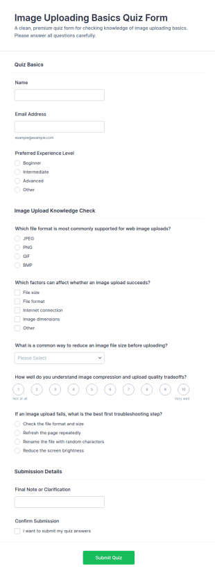 Image Uploading Basics Quiz Form Template