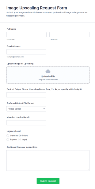 Image Upscaling Request Form Template