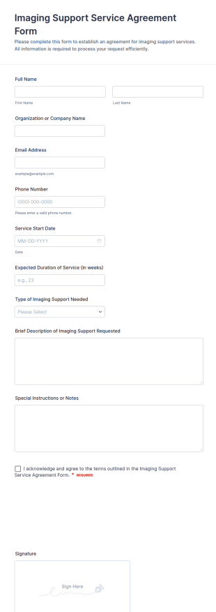 Imaging Support Service Agreement Form Template