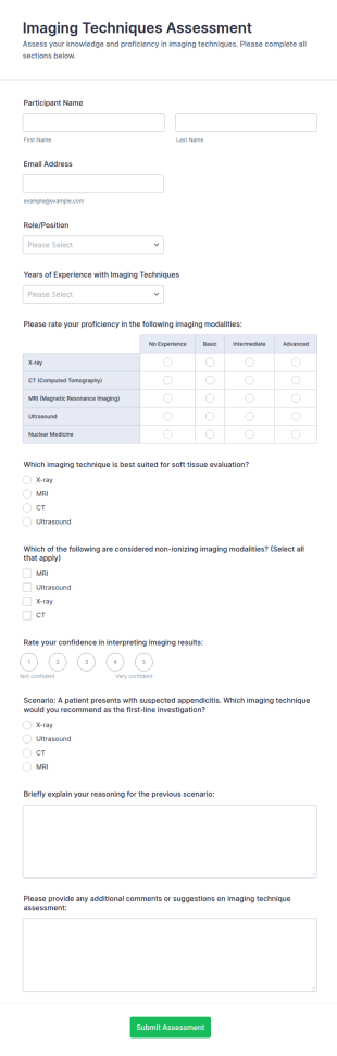 Imaging Techniques Assessment Form Template