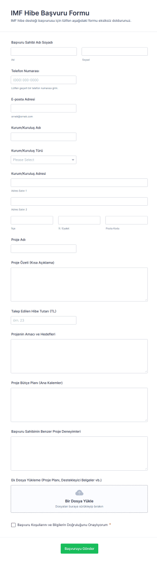 IMF Hibe Başvuru Form Şablonu