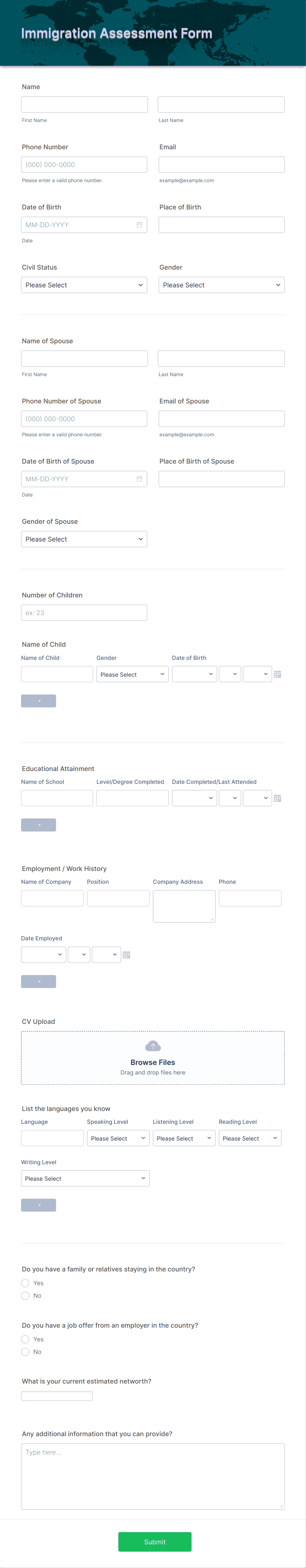 Immigration Assessment Form Template | Jotform