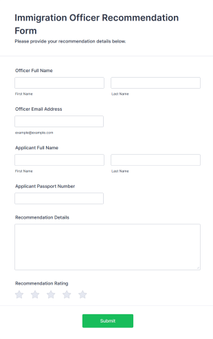 Immigration Officer Recommendation Form Template