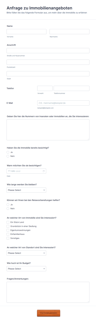 Immobilien Anfrageformular Form Template