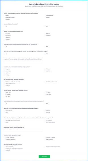 Immobilien Feedback Formular