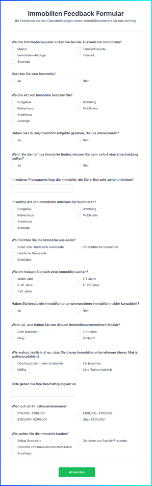 Immobilien Feedback Formular