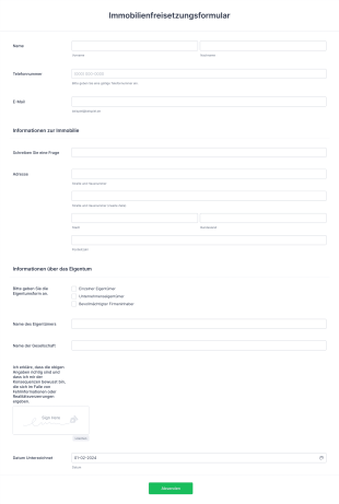 Immobilienfreisetzungsformular