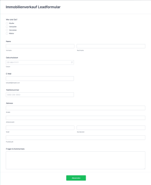 Immobilienverkauf Leadformular Form Template