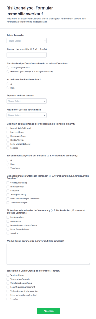 Immobilienverkauf Risikoabschätzung Fragebogen
