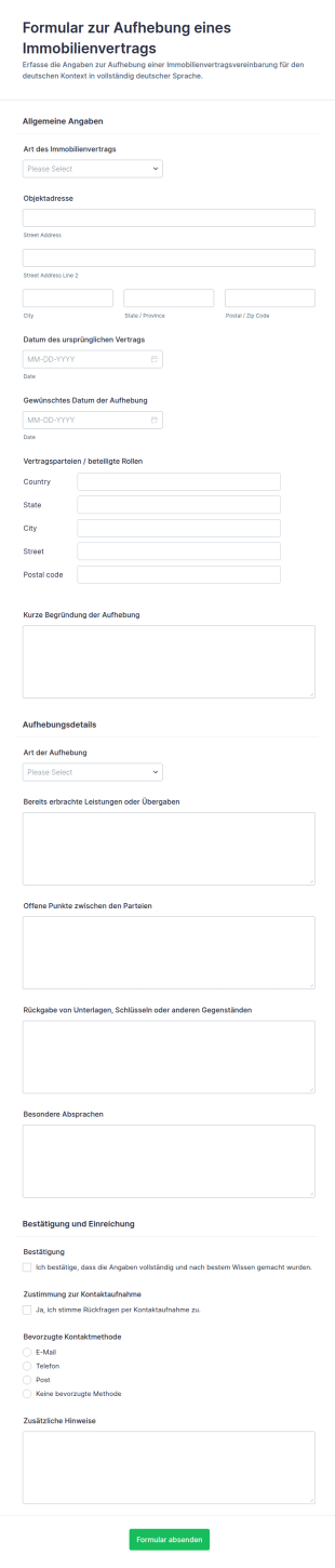 Immobilienvertragsfreigabe Formular