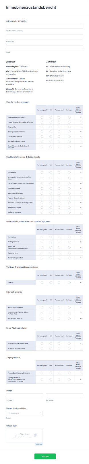 Immobilienzustandsbericht Form Template
