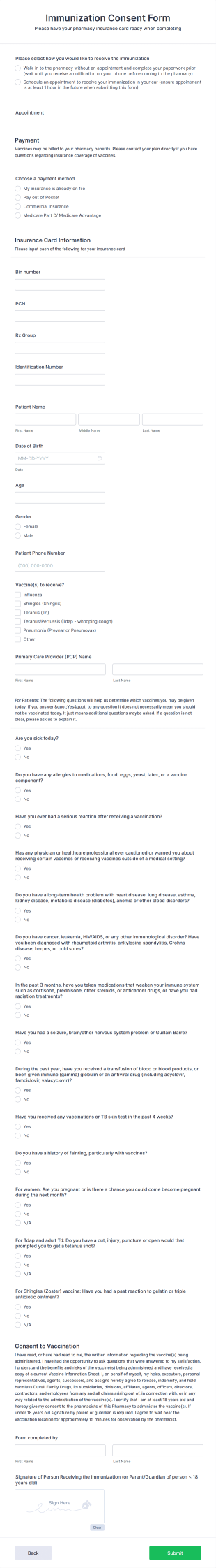 Immunization Consent Form CPESN Pharmacy