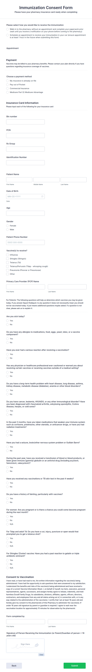 Immunization Consent Form CPESN Pharmacy